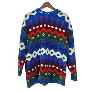 Adina Vintage Sweater Womens Large Colorful Aztec Dopamine‎ Maximalist Cabincore